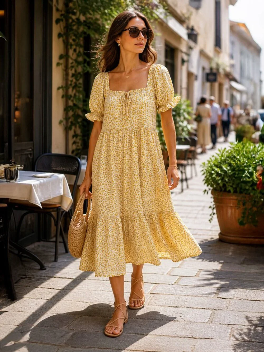 NWT Madewell S Yellow Daisy Midi Dress Puff Sleeve Cottagecore - Picture 11 of 11